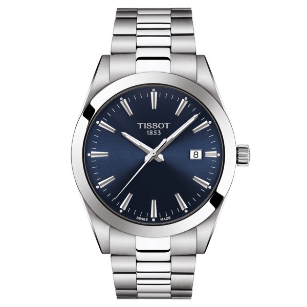 Montre Tissot T-Classic Gentleman quartz cadran bleu bracelet acier 40 mm T127.410.11.041.00