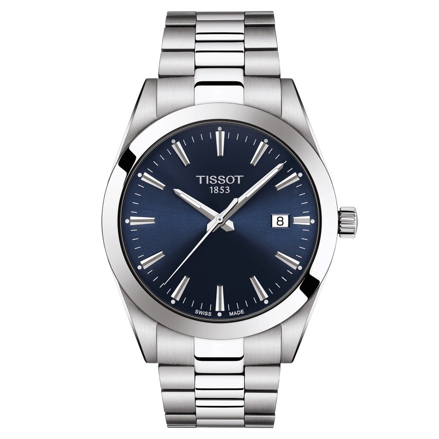 Montre Tissot T-Classic Gentleman quartz cadran bleu bracelet acier 40 mm