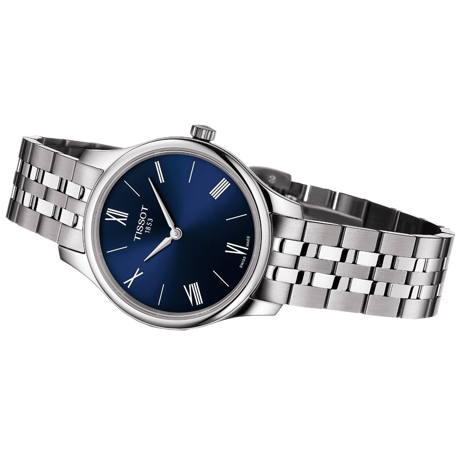 Montre Tissot T-Classic Tradition Lady quartz cadran bleu bracelet acier 31 mm
