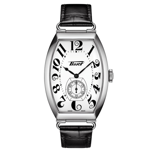 Montre Tissot Heritage Porto mécanique manuel cadran argent bracelet cuir noir 31x42 mm