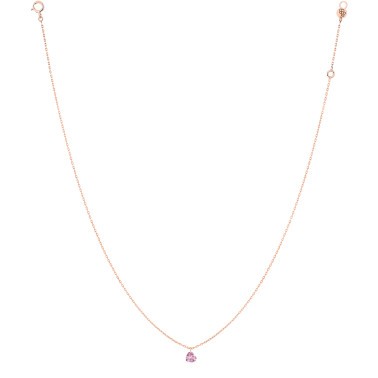 Collier La Brune et La Blonde Confetti en or rose et saphir rose taille cœur 0,50 carat