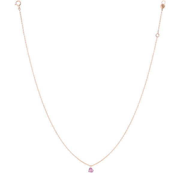 Collier La Brune et La Blonde Confetti en or rose et saphir rose taille cœur 0,50 carat