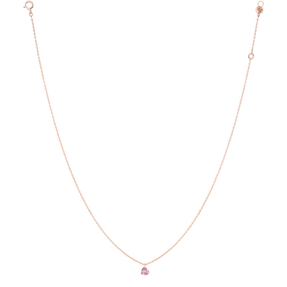 Collier La Brune et La Blonde Confetti en or rose et saphir rose taille cœur 0,50 carat