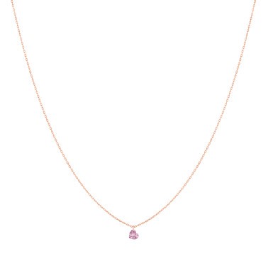 Collier La Brune et La Blonde Confetti en or rose et saphir rose taille cœur 0,50 carat