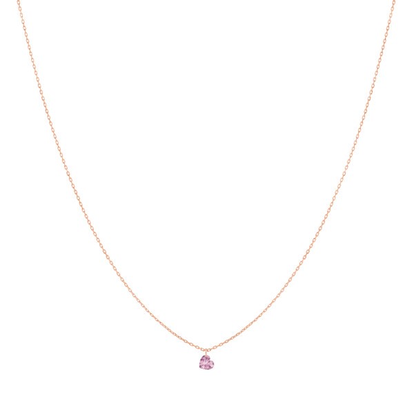 Collier La Brune et La Blonde Confetti en or rose et saphir rose taille cœur 0,50 carat
