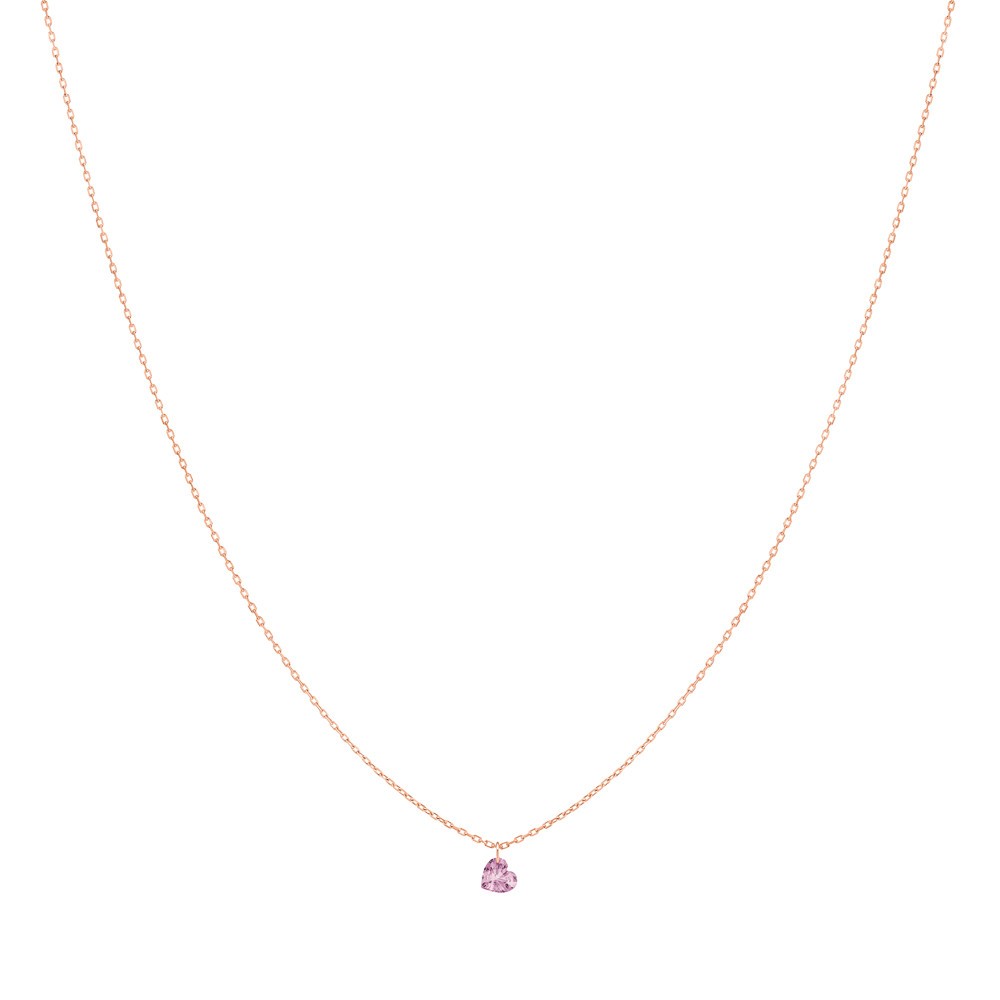 Collier La Brune et La Blonde Confetti en or rose et saphir rose taille cœur 0,50 carat