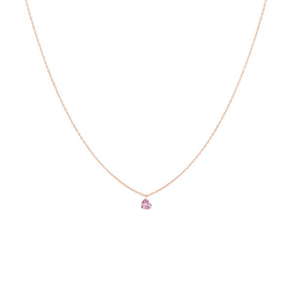 Collier La Brune et La Blonde Confetti en or rose et saphir rose taille cœur 0,50 carat