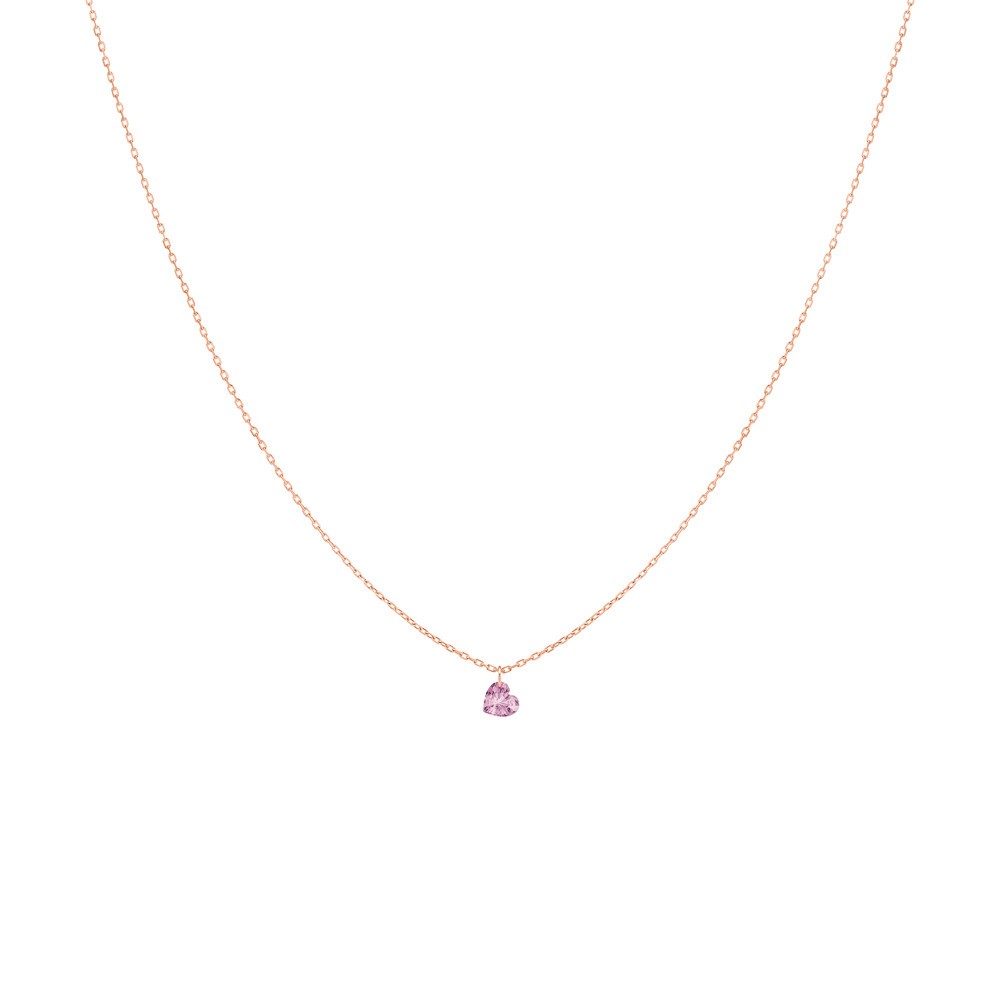 Collier La Brune et La Blonde Confetti en or rose et saphir rose taille cœur 0,50 carat