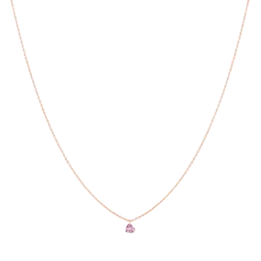 Collier La Brune et La Blonde Confetti en or rose et saphir rose taille cœur 0,30 carat