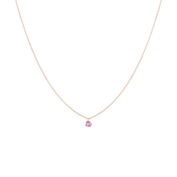 Collier La Brune et La Blonde Confetti en or rose et saphir rose taille cœur 0,30 carat