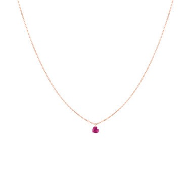Collier La Brune et La Blonde Confetti en or rose et rubis taille cœur 0,50 carat