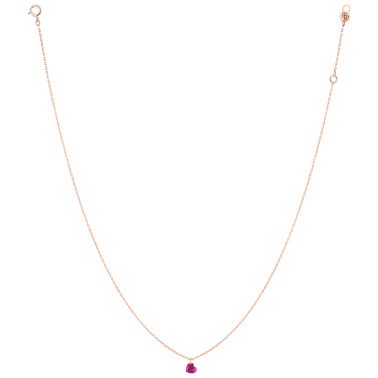 Collier La Brune et La Blonde Confetti en or rose et rubis taille cœur 0,30 carat