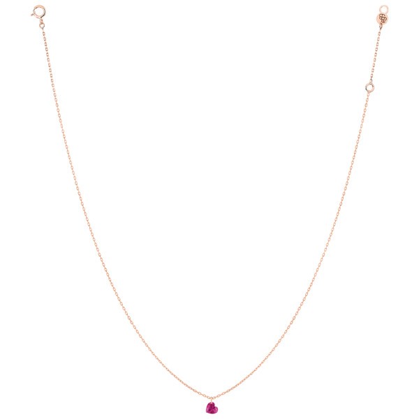 Collier La Brune et La Blonde Confetti en or rose et rubis taille cœur 0,30 carat
