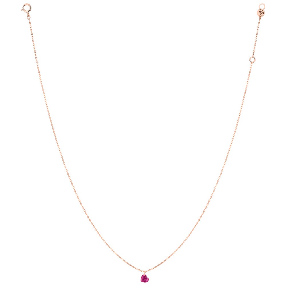 Collier La Brune et La Blonde Confetti en or rose et rubis taille cœur 0,30 carat