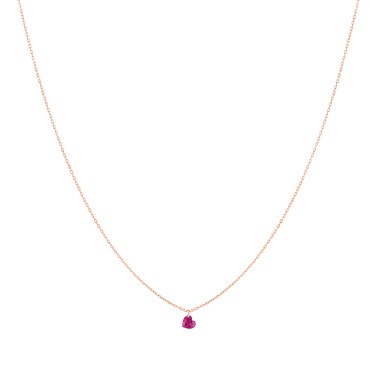Collier La Brune et La Blonde Confetti en or rose et rubis taille cœur 0,30 carat