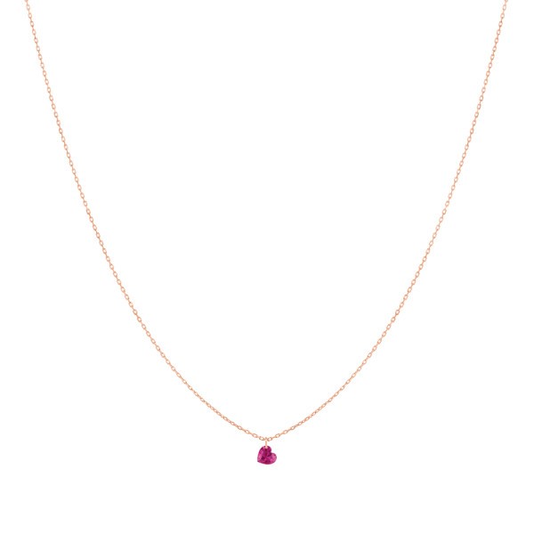 Collier La Brune et La Blonde Confetti en or rose et rubis taille cœur 0,30 carat