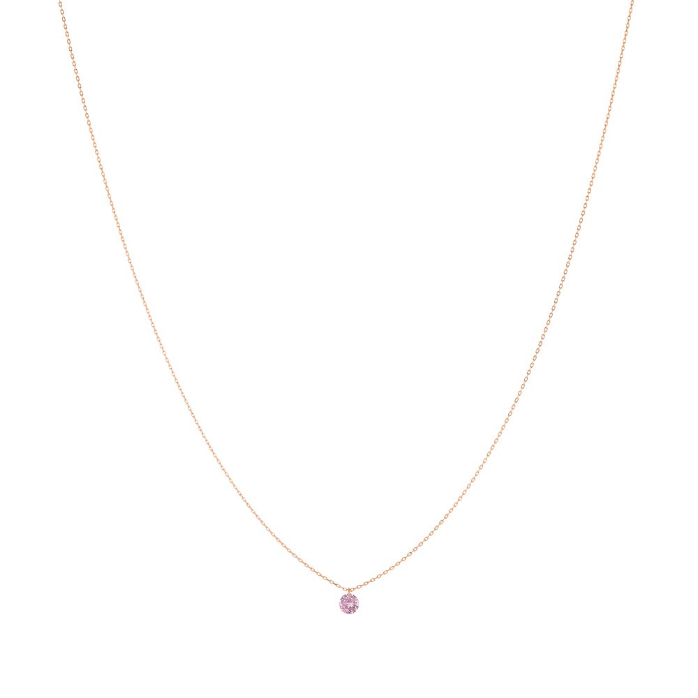 Collier La Brune et La Blonde Confetti en or rose et saphir rose taille brillant 0,50 carat