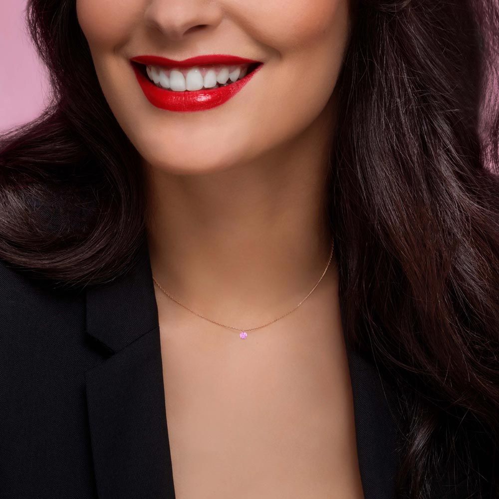 Collier La Brune et La Blonde Confetti en or rose et saphir rose taille brillant 0,30 carat