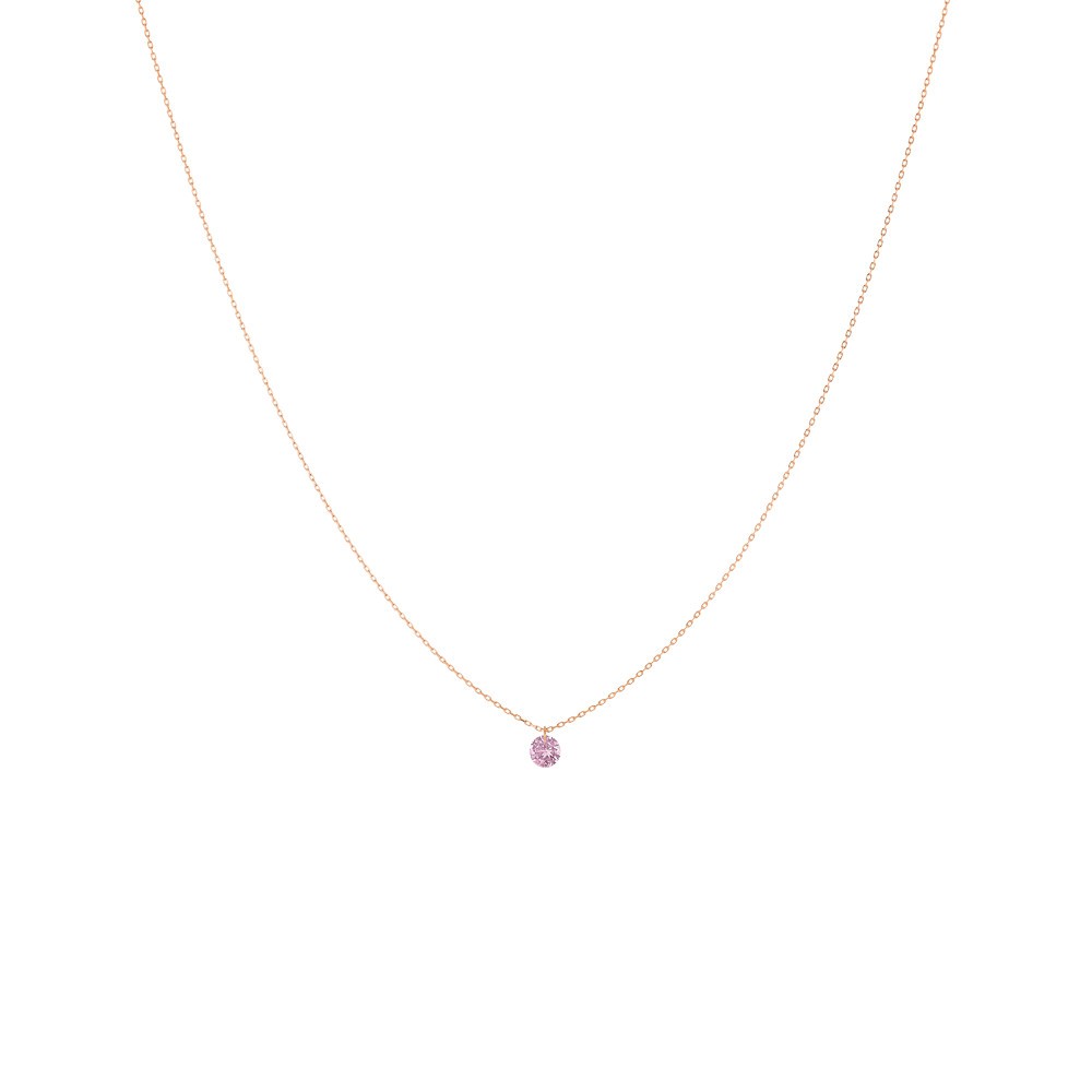 Collier La Brune et La Blonde Confetti en or rose et saphir rose taille brillant 0,30 carat