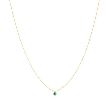 Collier La Brune et La Blonde Confetti en or jaune et émeraude taille brillant 0,35 carat