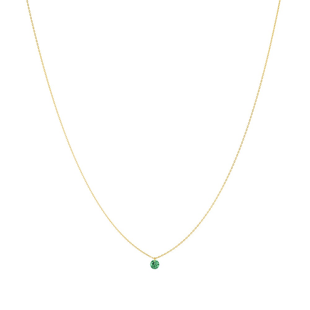 Collier La Brune et La Blonde Confetti en or jaune et émeraude taille brillant 0,35 carat