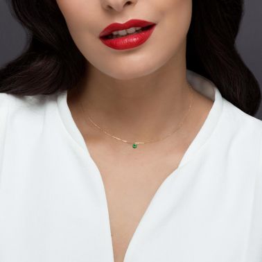 Collier La Brune et La Blonde Confetti en or jaune et émeraude taille brillant 0,20 carat