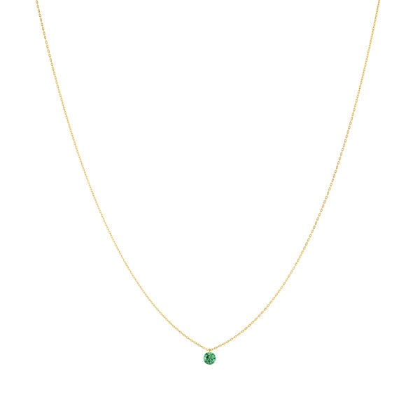 Collier La Brune et La Blonde Confetti en or jaune et émeraude taille brillant 0,20 carat