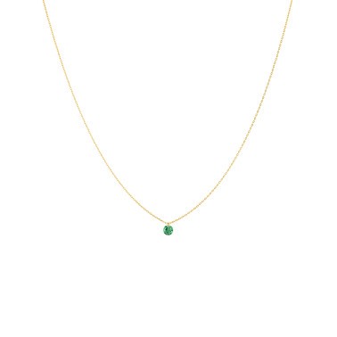 Collier La Brune et La Blonde Confetti en or jaune et émeraude taille brillant 0,20 carat