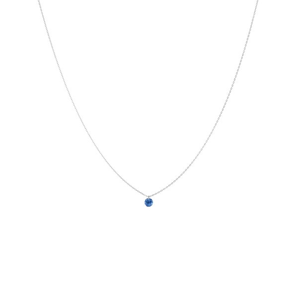 Collier La Brune et La Blonde Confetti en or blanc et saphir bleu taille brillant 0,50 carat