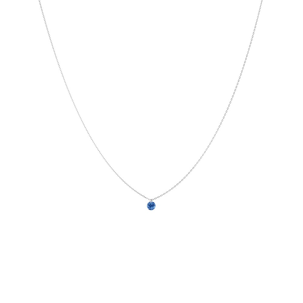Collier La Brune et La Blonde Confetti en or blanc et saphir bleu taille brillant 0,50 carat