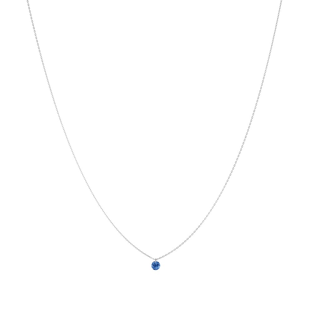Collier La Brune et La Blonde Confetti en or blanc et saphir bleu taille brillant 0,50 carat