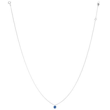 Collier La Brune et La Blonde Confetti en or blanc et saphir bleu taille brillant 0,30 carat