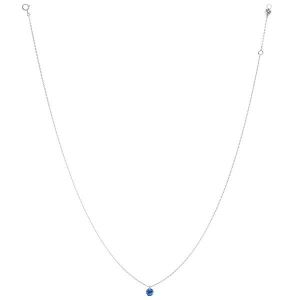 Collier La Brune et La Blonde Confetti en or blanc et saphir bleu taille brillant 0,30 carat