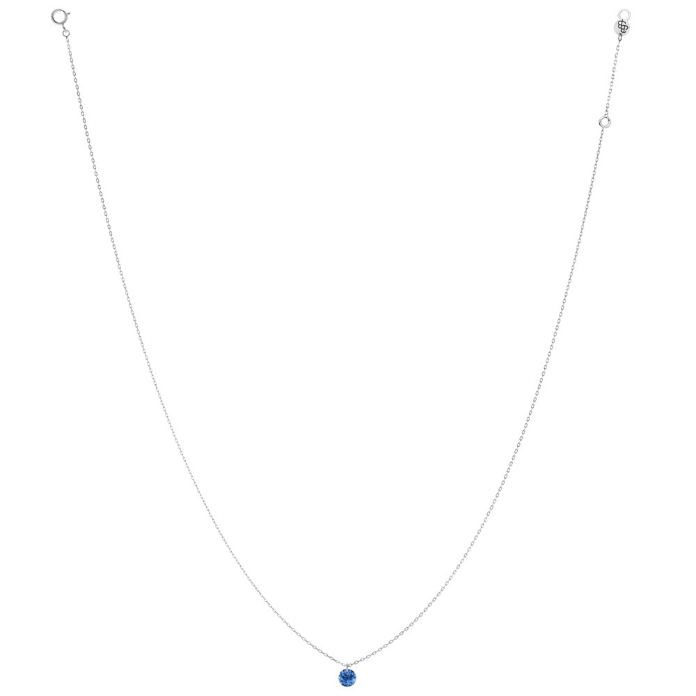 Collier La Brune et La Blonde Confetti en or blanc et saphir bleu taille brillant 0,30 carat