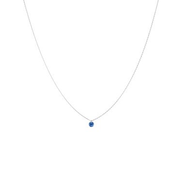 Collier La Brune et La Blonde Confetti en or blanc et saphir bleu taille brillant 0,30 carat