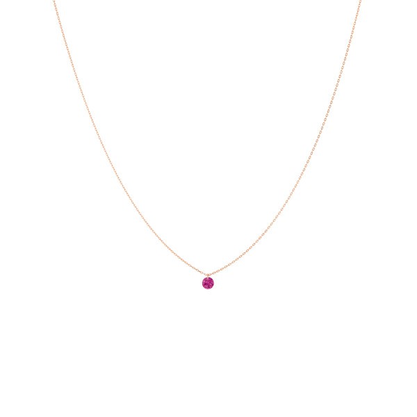 Collier La Brune et La Blonde Confetti en or rose et rubis taille brillant 0,50 carat