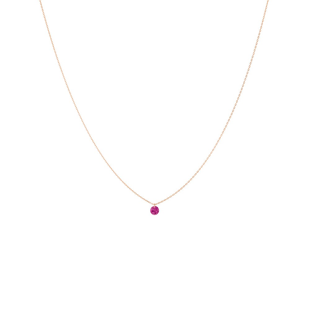 Collier La Brune et La Blonde Confetti en or rose et rubis taille brillant 0,30 carat