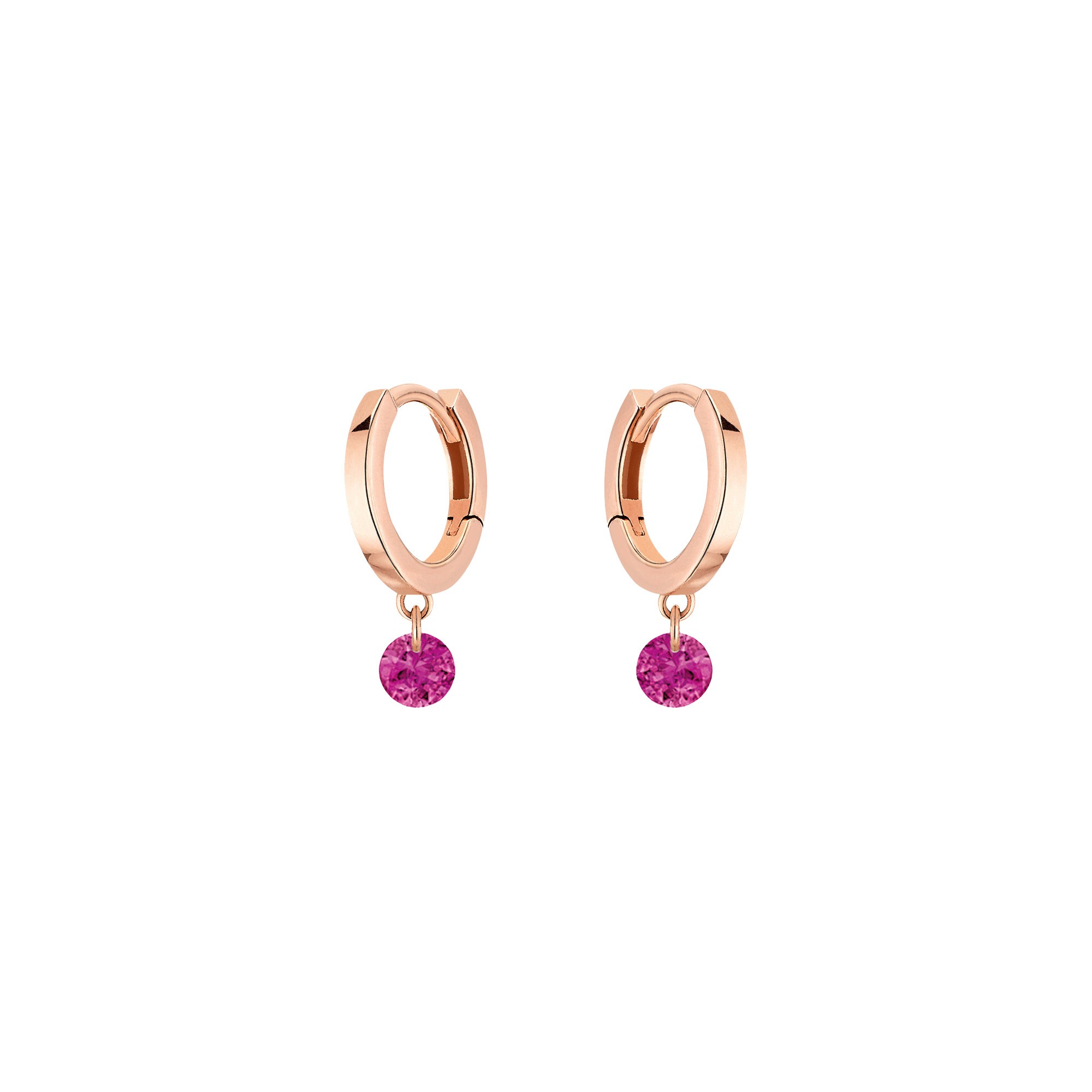 Mini créoles La Brune et La Blonde Confetti en or rose et 2 rubis 0,30 carat