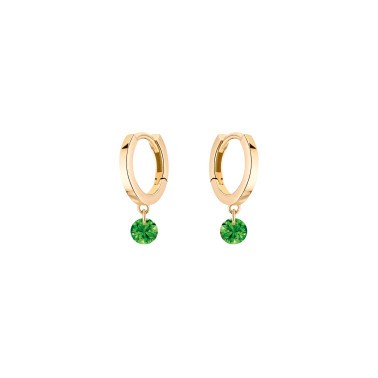 Mini créoles La Brune et La Blonde Confetti en or jaune et 2 tsavorites 0,25 carat