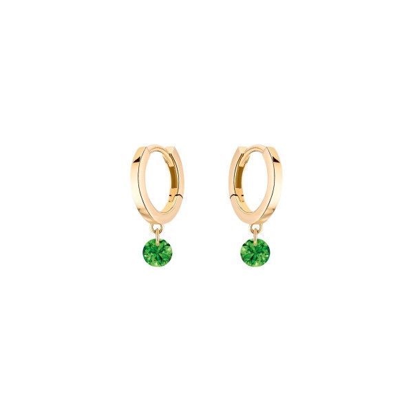 Mini créoles La Brune et La Blonde Confetti en or jaune et 2 tsavorites 0,25 carat