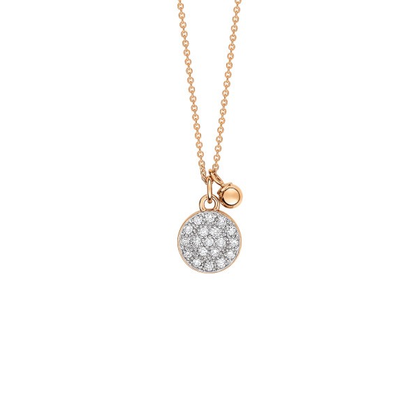 Collier Ginette NY Mini Ever Disc en or rose et diamants - Soldat