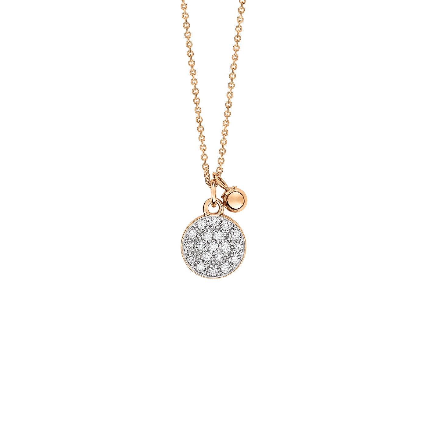 Collier Ginette NY Mini Ever Disc en or rose et diamants - Soldat