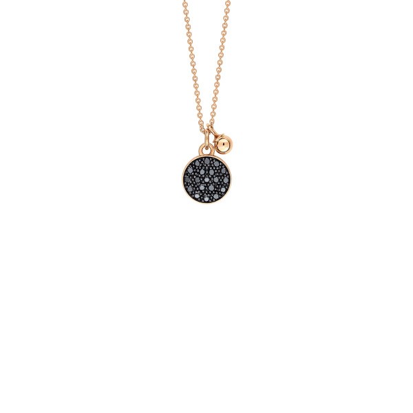 Collier Ginette NY Mini Ever Disc en or rose et diamants noirs - Soldat_PL