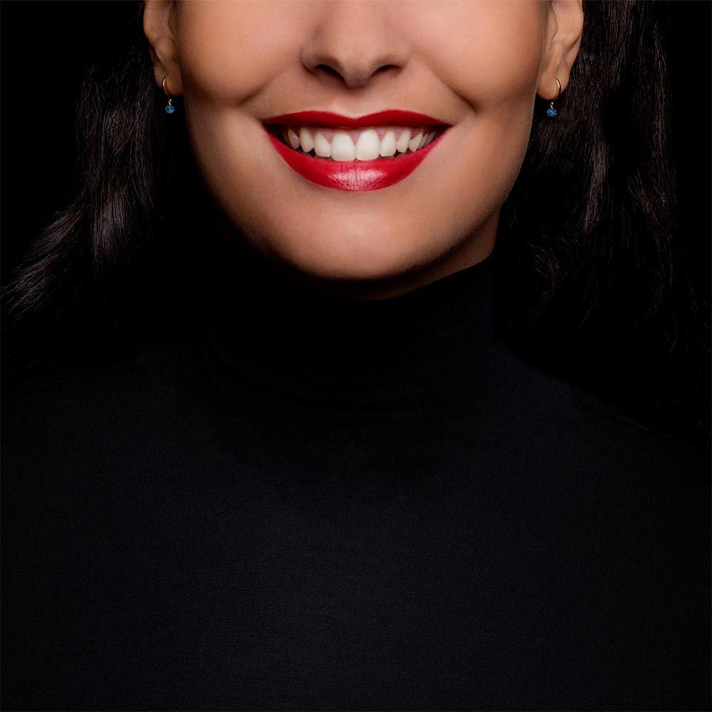 Mini créoles La Brune et La Blonde Confetti en or blanc et 2 saphirs bleus 0,30 carat