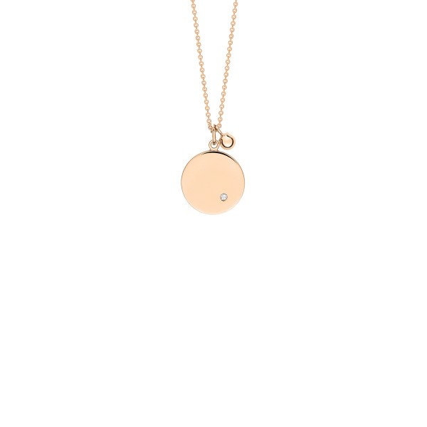 Collier Ginette NY Mini Ever Disc or rose et un diamant - Soldat_PL