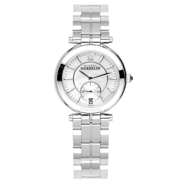 Montre Michel Herbelin Newport Classics quartz cadran nacre bracelet acier 34 mm