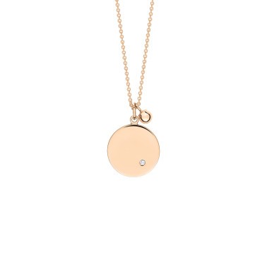 Collier Ginette NY Mini Ever Disc or rose et un diamant - Soldat