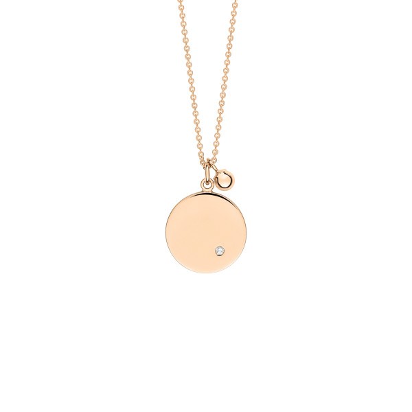 Collier Ginette NY Mini Ever Disc or rose et un diamant - Soldat
