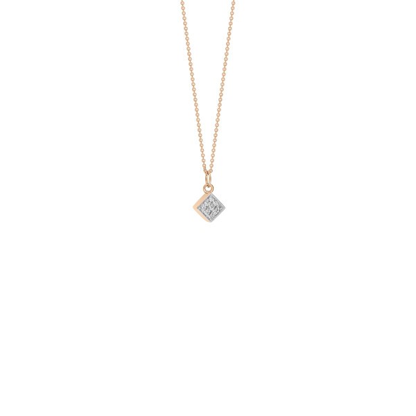 Collier Ginette NY Mini Ever Square diamants et or rose - Soldat_PL