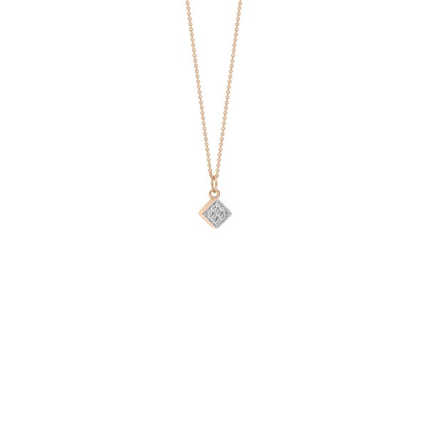 Collier Ginette NY Mini Ever Square diamants et or rose - Soldat_PL